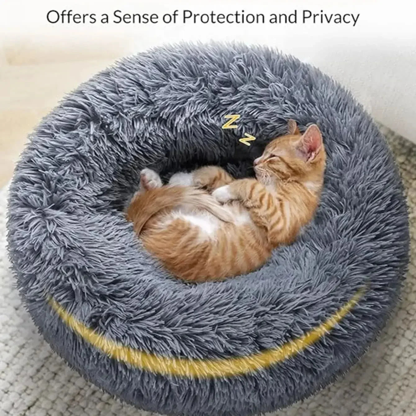 Round Pet Bed for Large Dogs & Cats – 40–90cm Super Soft Plush Donut Bed – Winter Warm Sleeping Nest for Medium & Large Dogs