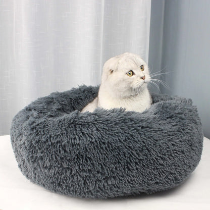 Round Pet Bed for Large Dogs & Cats – 40–90cm Super Soft Plush Donut Bed – Winter Warm Sleeping Nest for Medium & Large Dogs