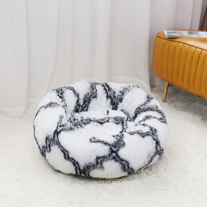 Round Pet Bed for Large Dogs & Cats – 40–90cm Super Soft Plush Donut Bed – Winter Warm Sleeping Nest for Medium & Large Dogs