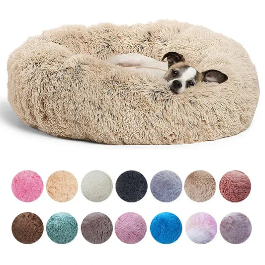 Round Pet Bed for Large Dogs & Cats – 40–90cm Super Soft Plush Donut Bed – Winter Warm Sleeping Nest for Medium & Large Dogs