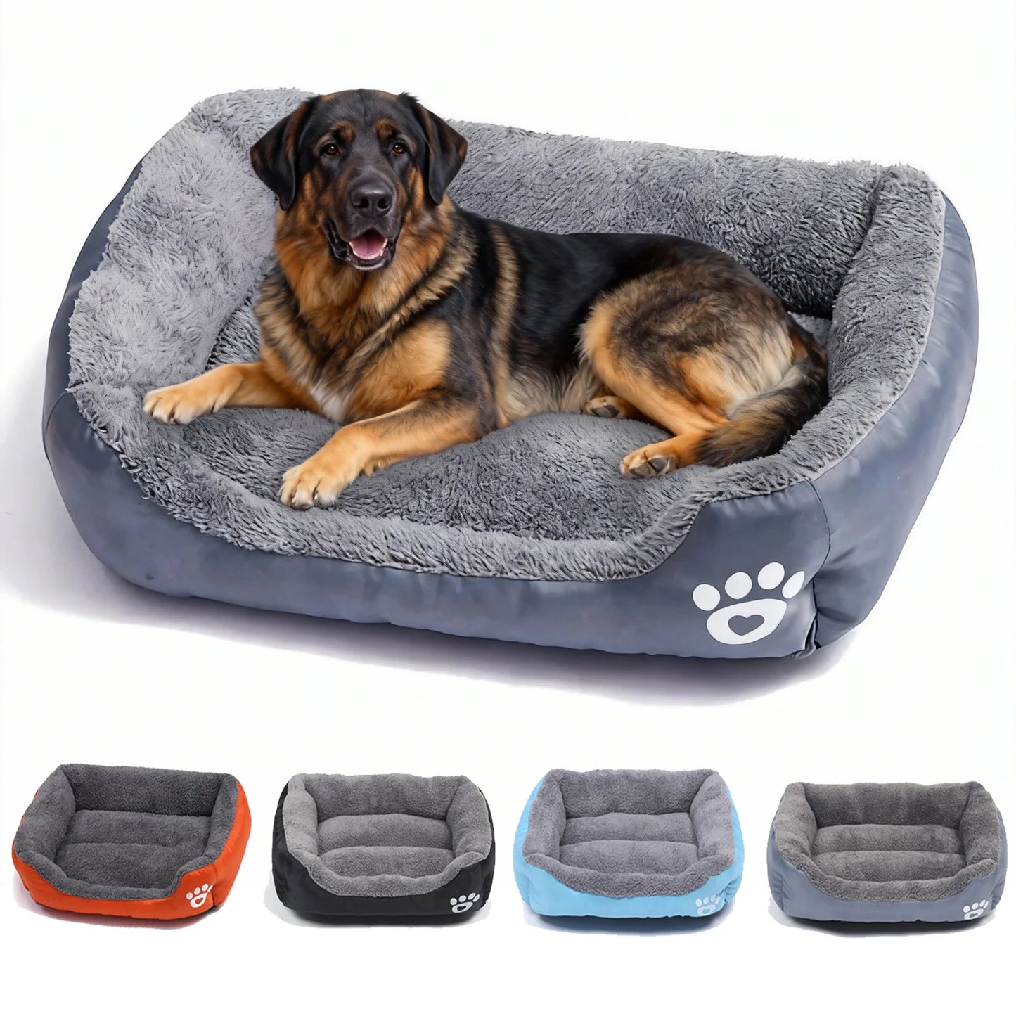 Soft Square Dog Sofa Bed – Winter Warm Washable Pet Cushion – Large & Medium Dog Kennel Mat – Elastic Plush Cat & Dog Bed for Indoor Use