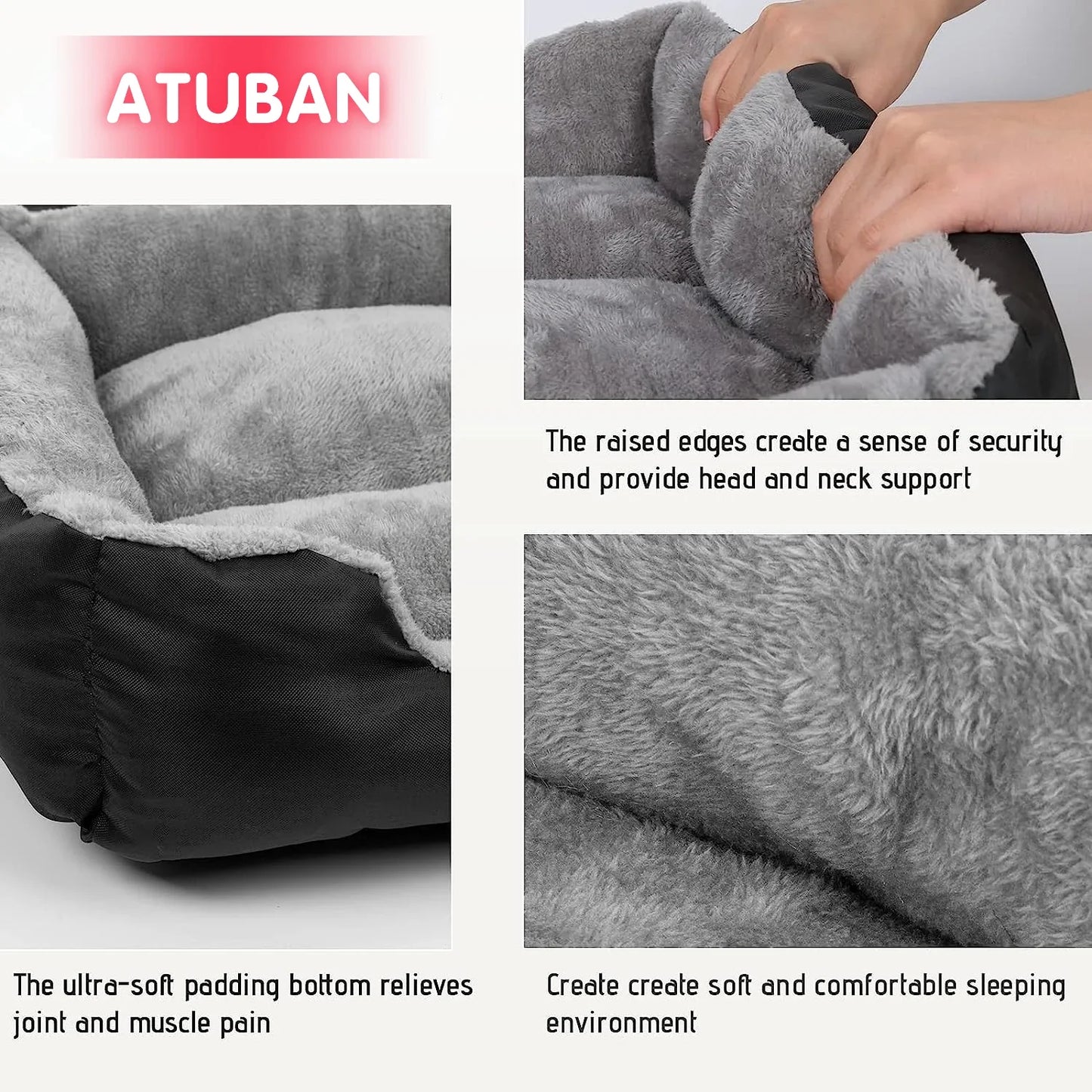 Soft Square Dog Sofa Bed – Winter Warm Washable Pet Cushion – Large & Medium Dog Kennel Mat – Elastic Plush Cat & Dog Bed for Indoor Use