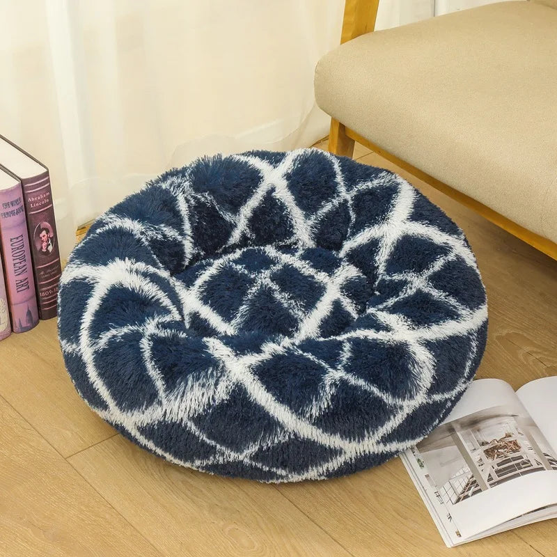 Round Pet Bed for Large Dogs & Cats – 40–90cm Super Soft Plush Donut Bed – Winter Warm Sleeping Nest for Medium & Large Dogs
