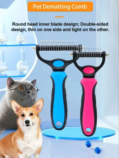 Pet Knot Remover Comb for Dogs & Cats – Dematting Tool with Stainless Steel Blades – Detangling Brush for Matted & Tangled Hair – Professional Grooming Tool