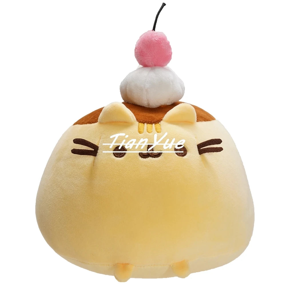 Cute Cat Pudding Plush Toy – Soft Stuffed Animal Doll – 22cm Kawaii Cat Christmas Gift & Home Decor Plush