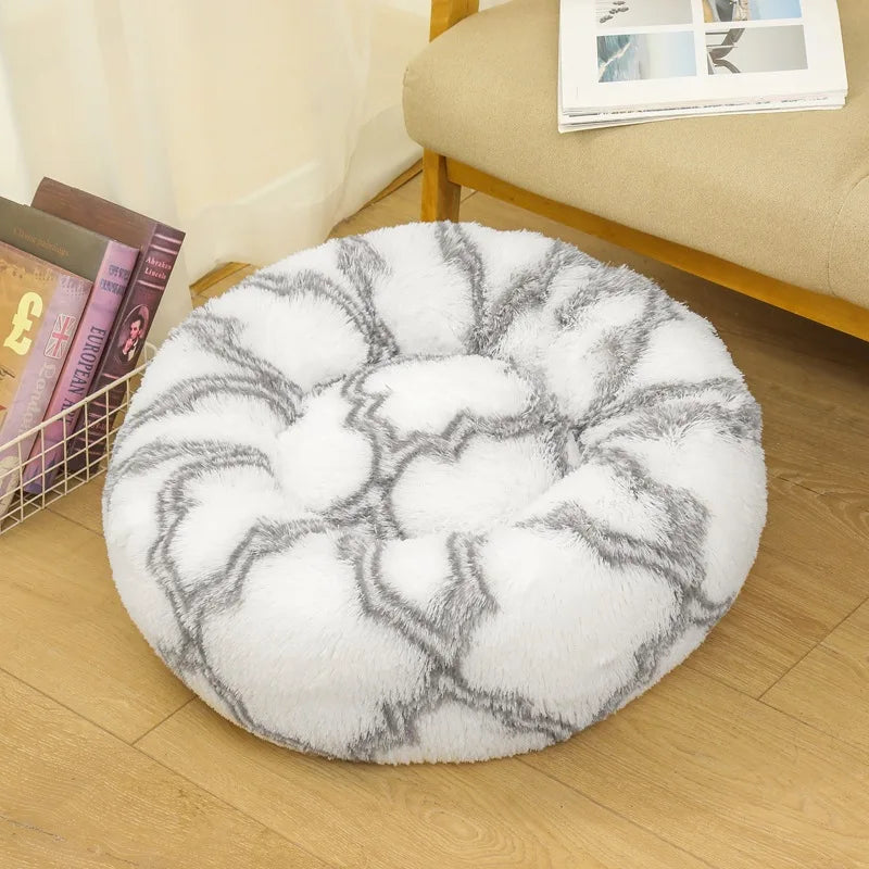 Round Pet Bed for Large Dogs & Cats – 40–90cm Super Soft Plush Donut Bed – Winter Warm Sleeping Nest for Medium & Large Dogs