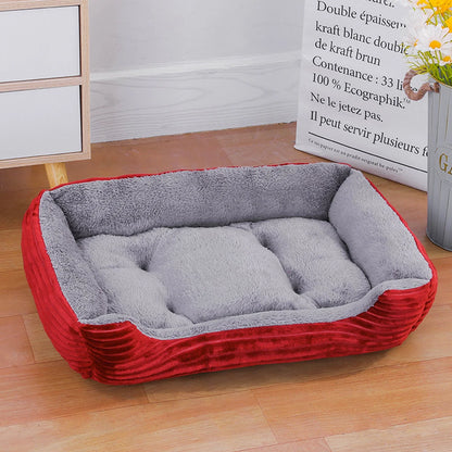 Soft Square Dog Sofa Bed – Winter Warm Washable Pet Cushion – Large & Medium Dog Kennel Mat – Elastic Plush Cat & Dog Bed for Indoor Use