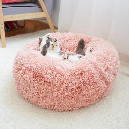 Round Pet Bed for Large Dogs & Cats – 40–90cm Super Soft Plush Donut Bed – Winter Warm Sleeping Nest for Medium & Large Dogs