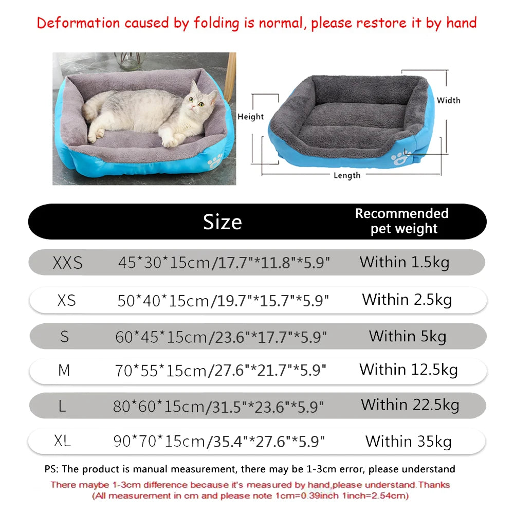 Soft Square Dog Sofa Bed – Winter Warm Washable Pet Cushion – Large & Medium Dog Kennel Mat – Elastic Plush Cat & Dog Bed for Indoor Use
