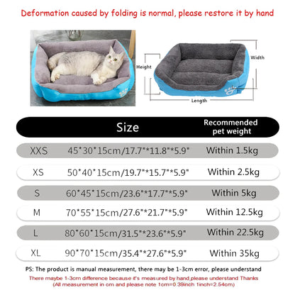 Soft Square Dog Sofa Bed – Winter Warm Washable Pet Cushion – Large & Medium Dog Kennel Mat – Elastic Plush Cat & Dog Bed for Indoor Use