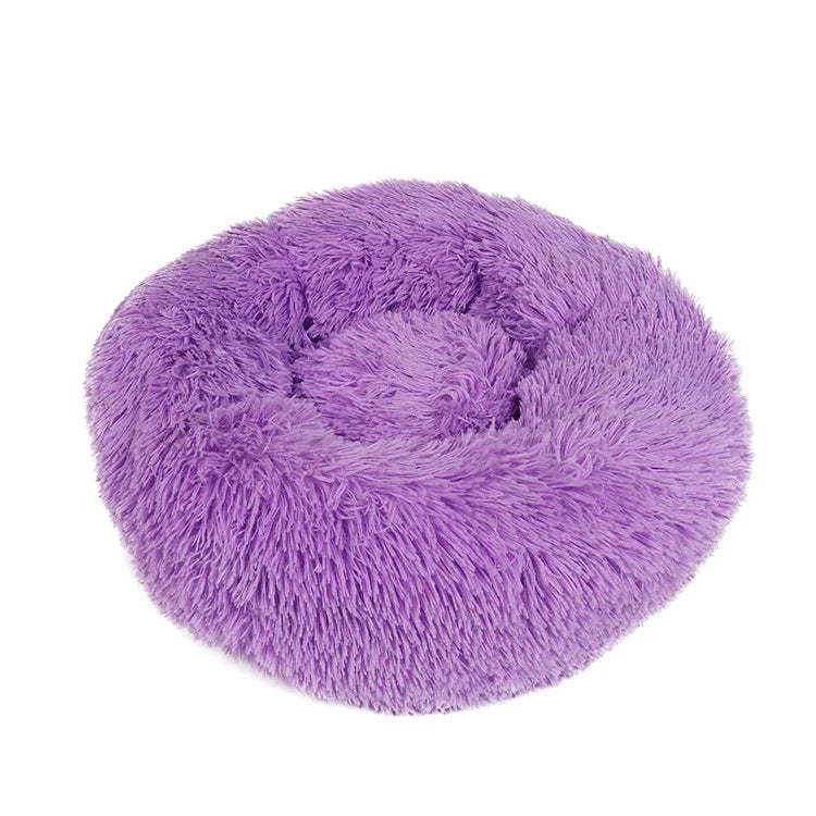 Round Pet Bed for Large Dogs & Cats – 40–90cm Super Soft Plush Donut Bed – Winter Warm Sleeping Nest for Medium & Large Dogs