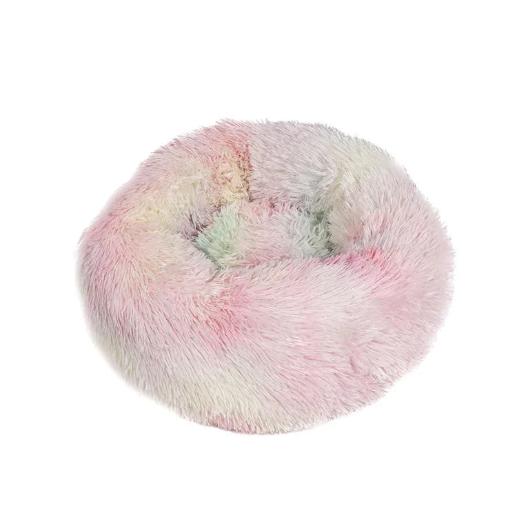 Round Pet Bed for Large Dogs & Cats – 40–90cm Super Soft Plush Donut Bed – Winter Warm Sleeping Nest for Medium & Large Dogs
