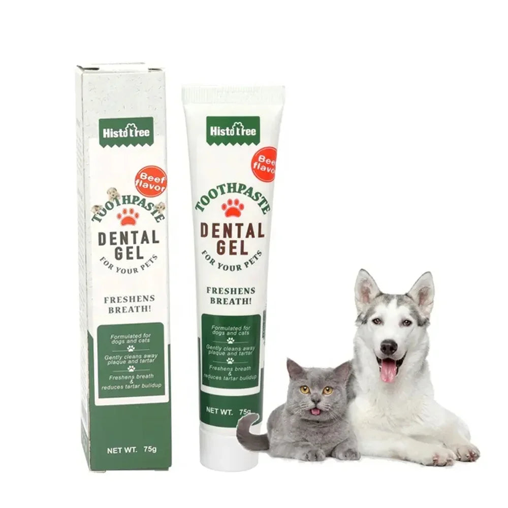 Pet Dog Toothpaste – Vanilla & Beef Flavor – Cat & Dog Dental Care Cleaning Paste – Fresh Breath & Plaque Removal Pet Oral Hygiene Supplies