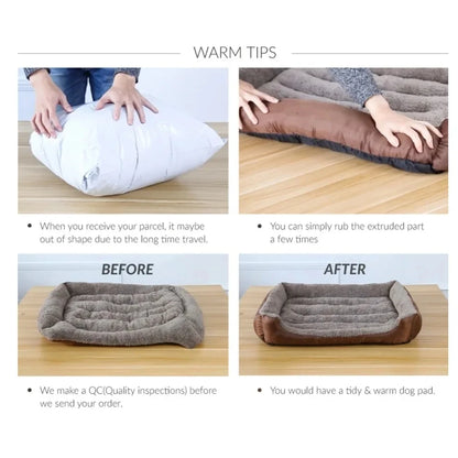 Soft Square Dog Sofa Bed – Winter Warm Washable Pet Cushion – Large & Medium Dog Kennel Mat – Elastic Plush Cat & Dog Bed for Indoor Use